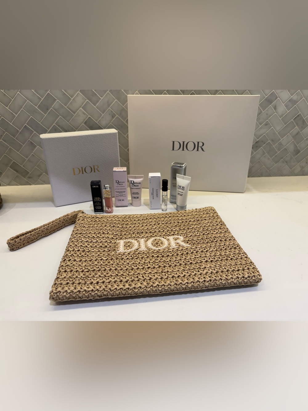 Dior luxury bundle and Raffia Pouch